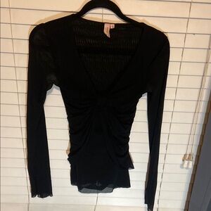 Sweet Pea by Stacy Frati Black Fitted Ruched Blouse